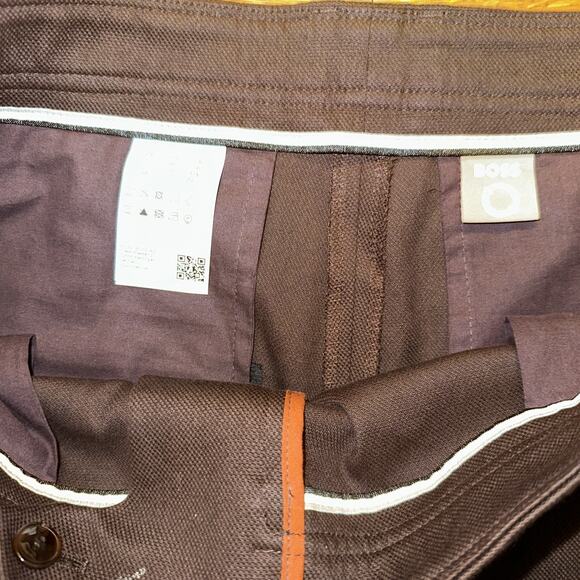 HUGO BOSS Womens Tapika Ankle Trousers Size 12 Dark Brown Stretch Cotton - Picture 6 of 16